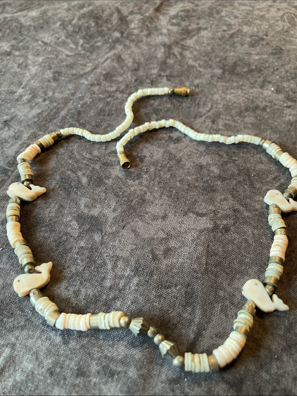 Bohemian White Shell Whale Bead Necklace